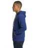 A black men's brushed heavy zip fleece hoodie with a front zip and drawstring hood, featuring a logo.