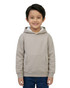 A light grey hoodie featuring a kangaroo pocket and a hood, worn by a smiling child.