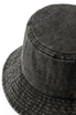 A dark grey, 280gsm 100% cotton drill washed bucket hat with a textured finish and stitched detailing.