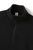 A black polar fleece half zip top featuring a high collar and a zippered front, with a logo.