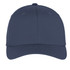 A navy cap featuring a structured design and a logo on the front. Suitable for various casual occasions.