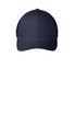 A navy blue Flexfit mesh back cap featuring a solid front panel and a branded logo on the back.