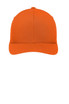 An orange Port Authority Flexfit Cotton Twill Cap, featuring a solid design and a branded logo.