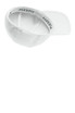 A white Sport-Tek Flexfit Cool & Dry Poly Block Mesh Cap featuring a branded interior and a curved visor.