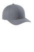 A grey snapback cap with a curved bill and an adjustable strap at the back. Suitable for casual wear.
