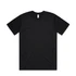A classic black t-shirt with short sleeves and a round neckline, featuring a logo on the tag.