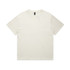 A plain white short-sleeve t-shirt with a relaxed fit and a logo tag on the collar.