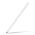 A white carpenters pencil with a sharpened graphite tip, featuring a simple design and a subtle logo.