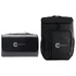 A grey picnic blanket and a black cooler bag, both featuring a logo.