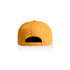 A yellow cap with a snapback closure and a logo on the back.