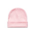 A pink Cuff Beanie with a folded cuff and a smooth texture. Features a subtle logo.