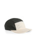 A two-tone nylon cap featuring a dark grey and cream design, with a curved brim and a logo on the side.