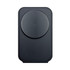 A black foldable 3-in-1 magnetic wireless charger with a circular charging area and a logo.