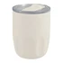 A drink bottle in cream with a clear lid, featuring a ceramic liner. Includes a branding logo.