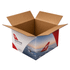 A medium carton box (50 × 40 × 30 cm) in brown and featuring a logo, with an open design showing interior space.