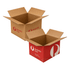 A brown and red carton box with open flaps, featuring a logo on one side. Measures 40 × 30 × 25 cm.