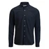 A navy blue Men's Allen Oxford shirt with long sleeves, a button-down collar, and a chest pocket.