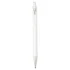 A recycled aluminium ballpoint pen in white, featuring a clear plastic section and a clip, with branding.