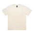 A cream-coloured t-shirt with short sleeves and a logo on the neckline.
