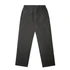 A pair of faded cuffless track pants in dark grey, featuring an elastic waistband and a minimal design.