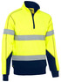 Bisley Workwear Yellow/Navy Taped Hi Vis 1/4 Zip Fleece Pullover with Sherpa Lining