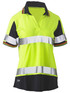 Bisley Workwear Yellow/Navy Women's Taped Two Tone Hi Vis V-Neck Polo