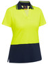 Bisley Workwear Yellow/Navy Women's Hi Vis V-Neck Polo