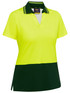 Bisley Workwear Yellow/Bottle Women's Hi Vis V-Neck Polo