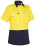 Bisley Workwear Yellow/Navy Women's Cool Lightweight Hi Vis Drill Shirt