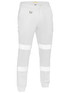 Bisley Workwear White Taped Biomotion Stretch Cotton Drill Cargo Cuffed Pants