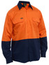Bisley Workwear Orange/Navy Hi Vis Cool Lightweight Drill Shirt