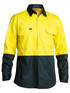Bisley Workwear Yellow/Bottle Hi Vis Cool Lightweight Drill Shirt