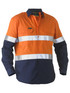 Bisley Workwear Orange/Navy Bisley Recycle Taped Two Tone Hi Vis Drill Shirt