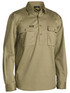 Bisley Workwear Khaki Closed Front Cotton Drill Shirt
