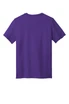 A purple t-shirt with a crew neckline and short sleeves. The back view is displayed, featuring a simple design and branding.
