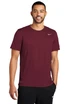 A maroon Nike Team rLegend Tee featuring a logo, worn by a man. The shirt has short sleeves and a crew neckline.