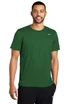 A man wearing a green Nike Team rLegend Tee, standing against a white background, featuring a logo on the chest.