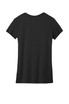 A black ladies' t-shirt featuring a classic crew neck design and short sleeves. It has a visible branding logo.
