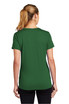 A green ladies' t-shirt with short sleeves, featuring a logo on the back.