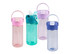 A drink bottle set featuring four Tritan bottles in pink, turquoise, purple, and clear, with flip-top lids and handles.