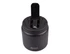A black food flask with a quick release lid and spork, featuring a simple design and a logo.