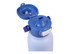 A drink bottle with a ceramic lined interior, featuring a dual spout and a blue lid. It has a logo.