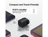 A compact black wall charger with PPS, USB-C port, placed near mobile devices. The charger has a small, rectangular design.