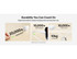 An illustration of durability testing metrics for a product, featuring icons and stats on extensions, bending, and load strength.