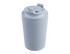 A ceramic-lined, insulated coffee cup in light blue with a lid and a logo. Holds 235ml.