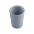 A drink cup in light blue with a ceramic lining and measurement markings inside. Features a logo.