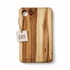 A wooden cheese board with a smooth finish, featuring natural wood grain and a tag for branding.