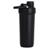 A drink bottle in matte black, featuring a screw-on lid and a flip-top spout, and includes a logo.