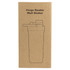 A drink bottle in a plain cardboard box, featuring a lid and a logo, designed for shaking beverages.