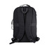 A black backpack featuring padded shoulder straps and a simple design. It includes a logo on the surface.
